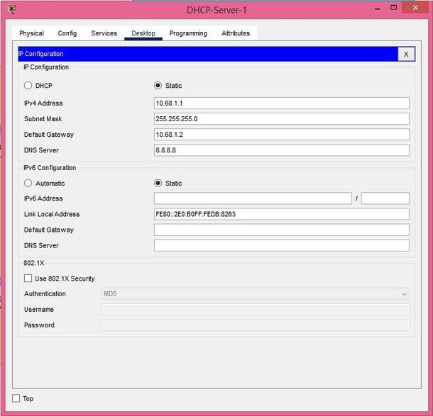 Assign Static IP address to DHCP Server