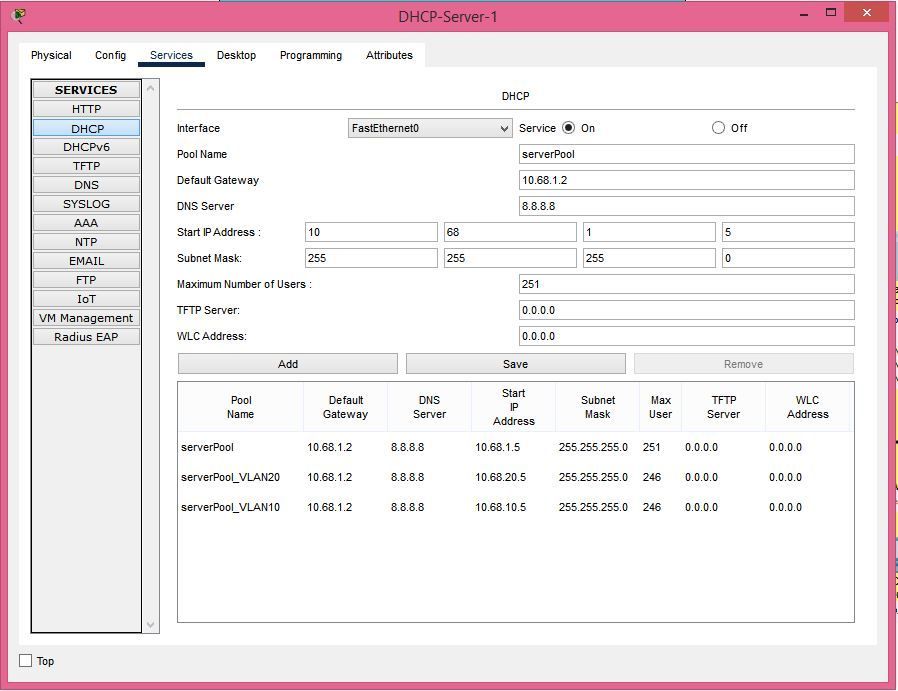 Configure DHCP Server for VLANs