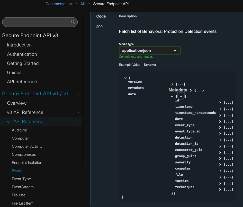 No vulnerabilities field on the response schema documenation