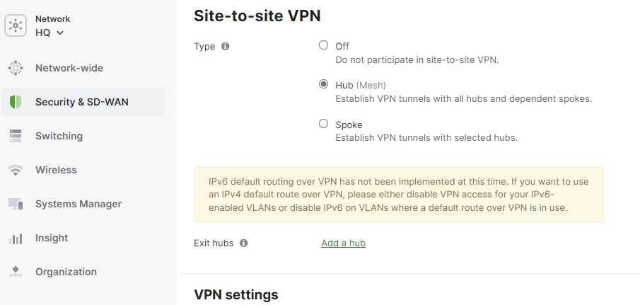 HQ - Hub - Site-to-Site VPN