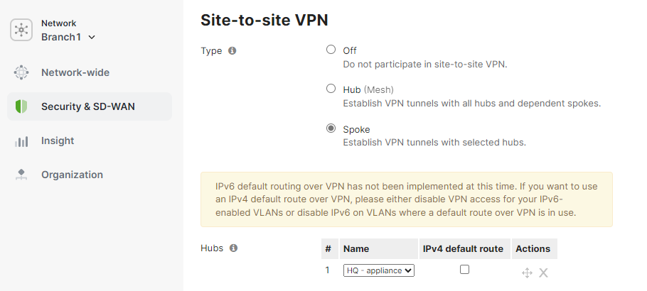 Branch - Spoke - Site-to-Site VPN