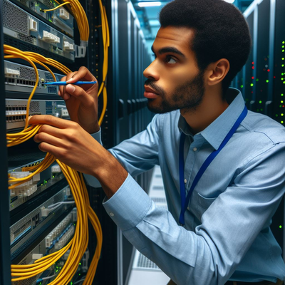 create a network engineer inside a datacenter installing a new firewall inside the rack.png