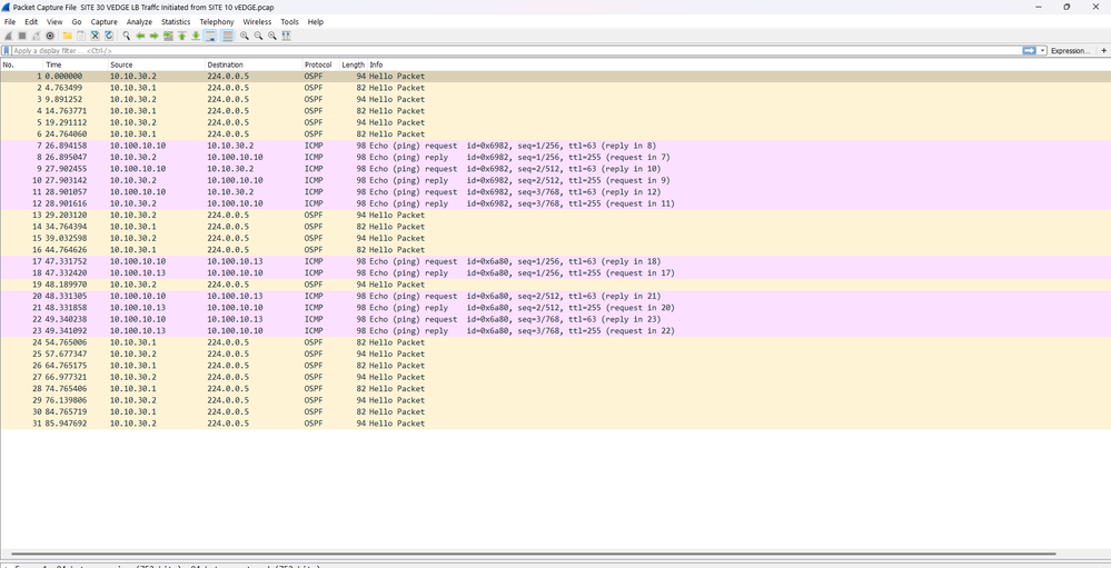 Packet Capture SNAP SITE 30 VEDGE LB Traffc Initiated from SITE 10 vEDGE .png