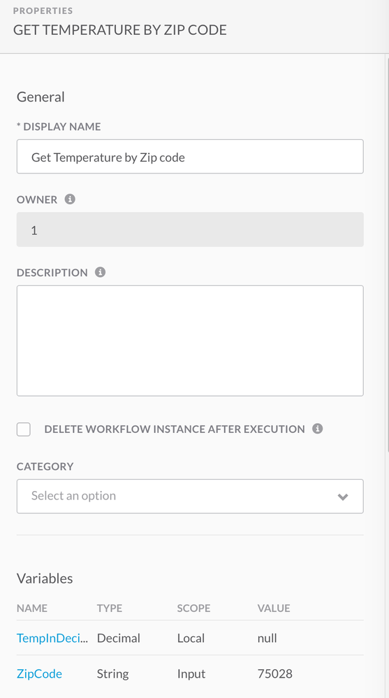 Workflow input