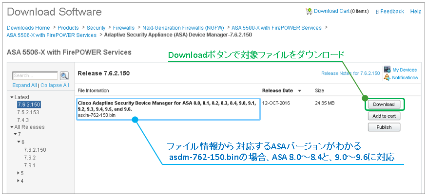 ASA5500-X: 初期セットアップ手順: 初期設定、S/Wアップグレード