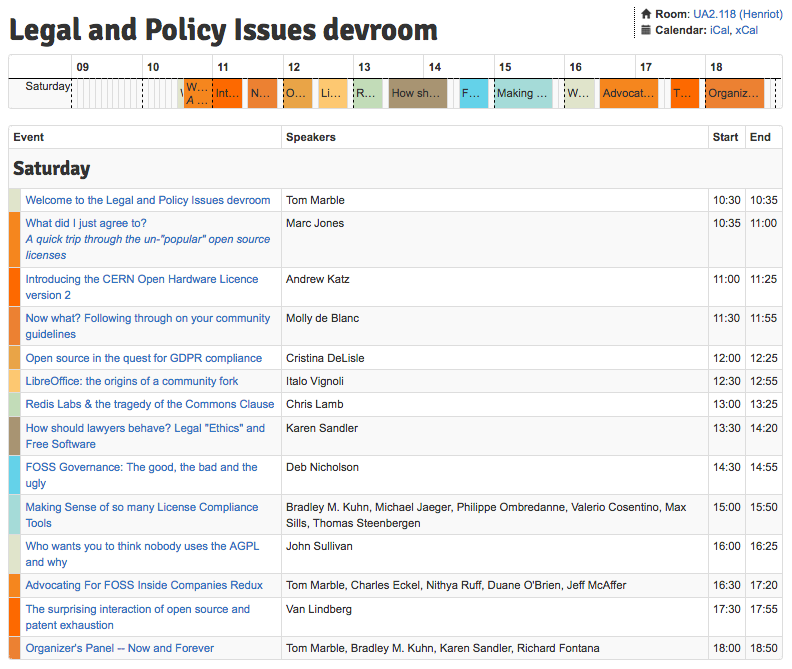 Legal and Policy Issues devroom schedule