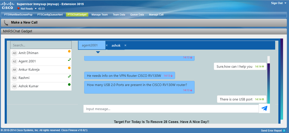 MARS Chat Gadget for Cisco Finesse (UCCX ,UCCE)