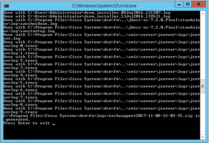 Command Prompt Window Running techsupport.bat file.