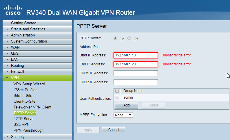 PPTP VPN configuration on RV340/345 routers - Cisco Community