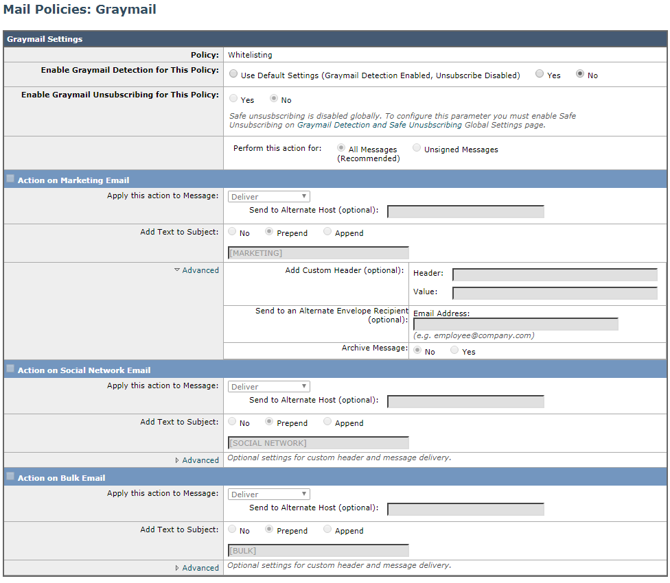 Greymail settings for whitelisting policy.PNG