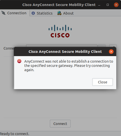 Cisco anyconnect is not connecting windows 10