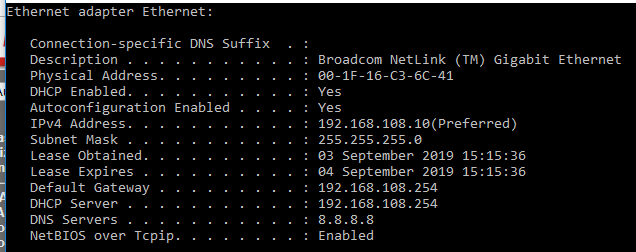 DNS set to public DNS