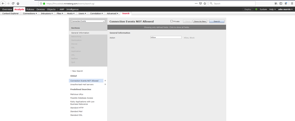 FMC - Connection Events NOT Allowed