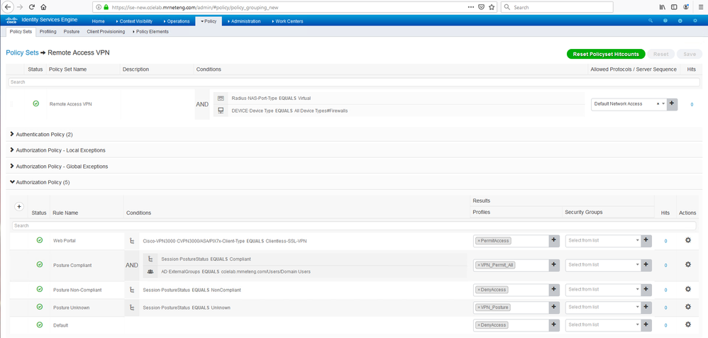 ISE VPN Policy with Posture