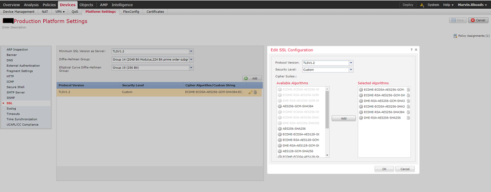 FTD TLS Platform Settings