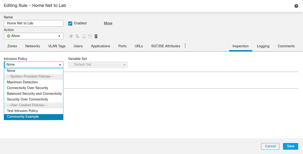 Intrusion Policy example