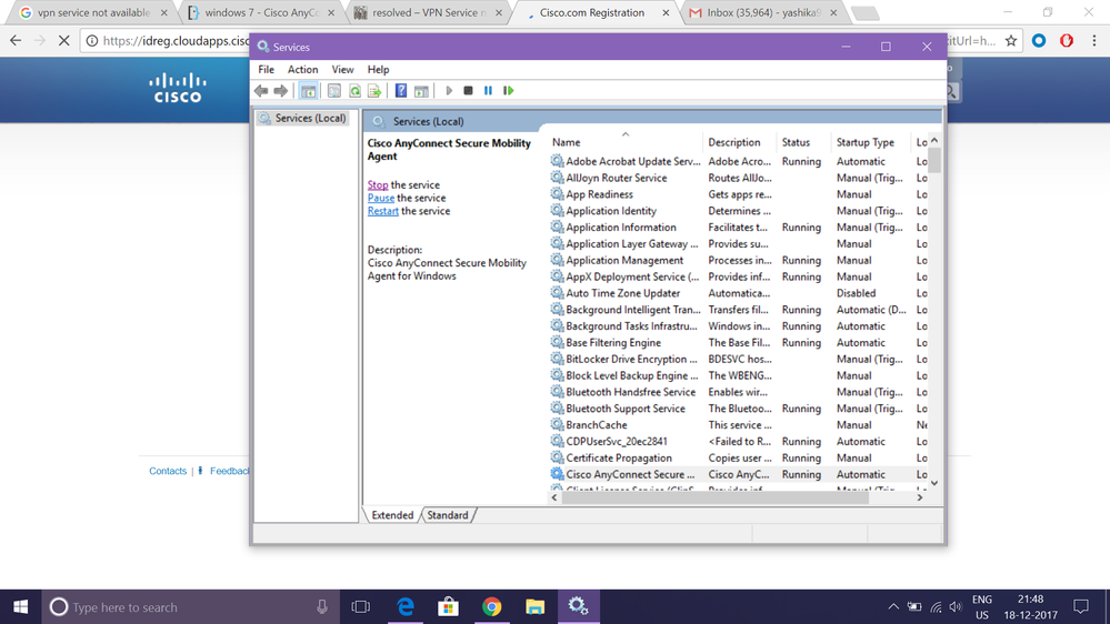 The Vpn Service Is Not Available Exiting Error When Running Anyconnect Client On Windows 10 Cisco Community