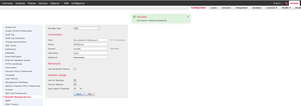 FMC Remote Storage setting