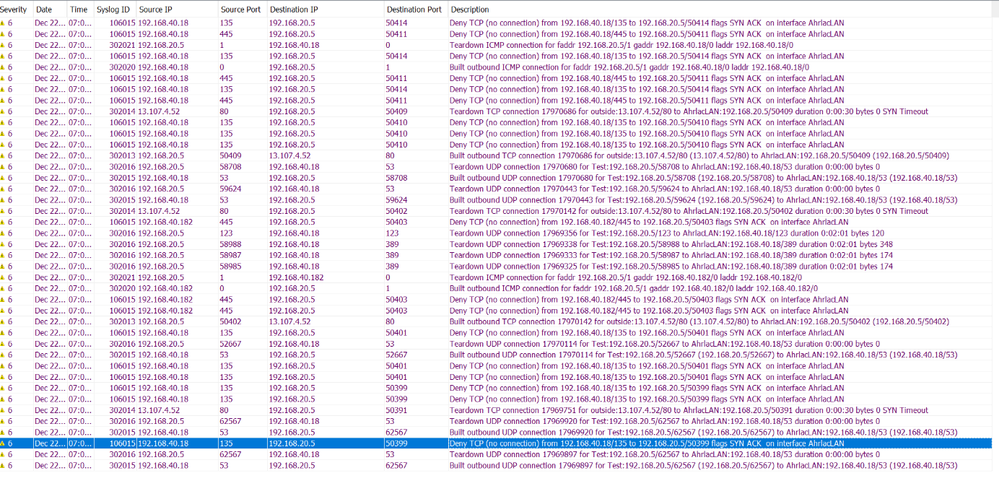 Log  - Client trying to access internet