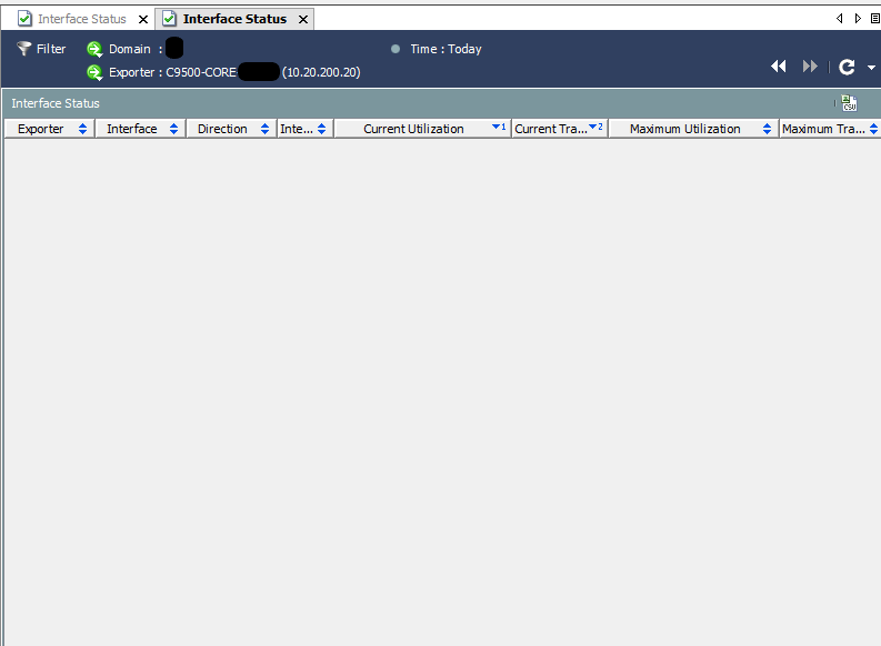 interfaces status of the core switch in Java SMC