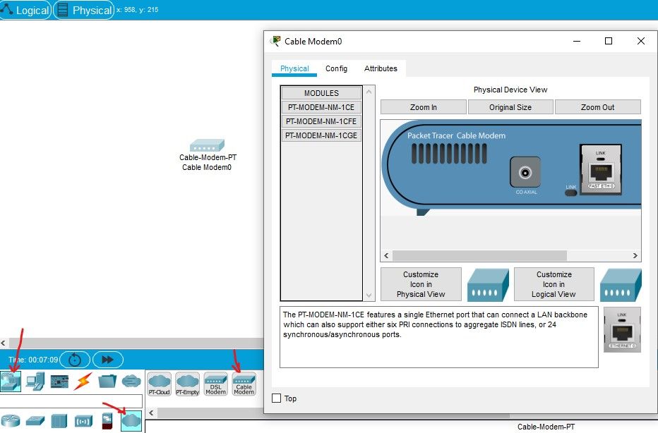 Solved: Packet Tracer question - cable modem? - Cisco Community