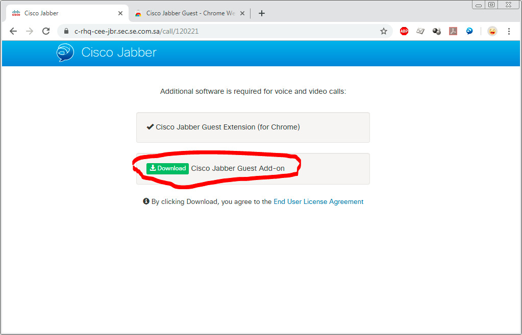 Cisco Jabber Guest Browser Add On Installation Fail Cisco Community