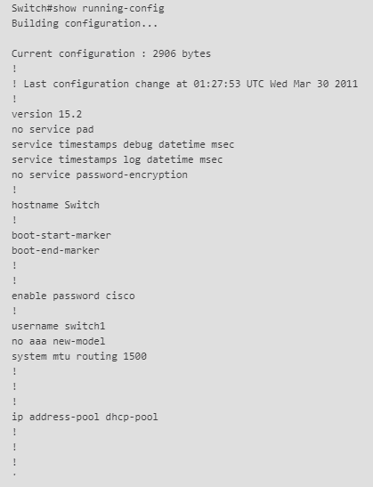 IE 4000 Switch CLI Analyzer running-config