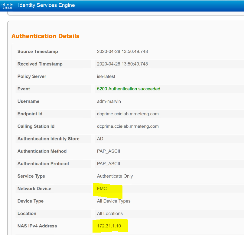 FMC ISE Authentication