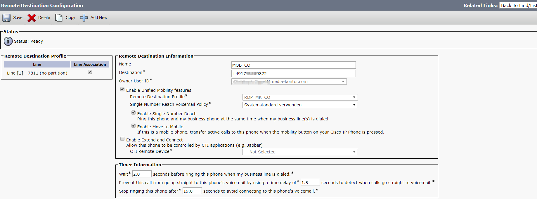 Solved CUBEC2951 remote destination and wireless phones not working