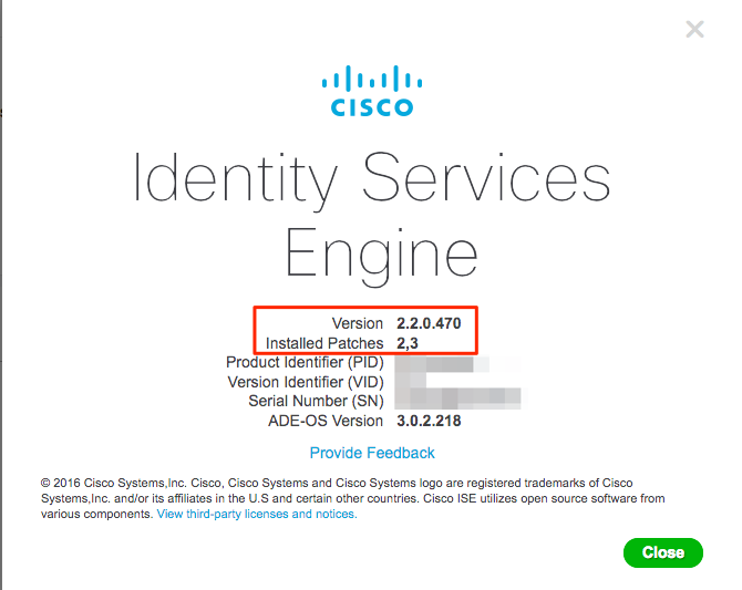 ISE : バージョン情報の確認方法について - Cisco Community