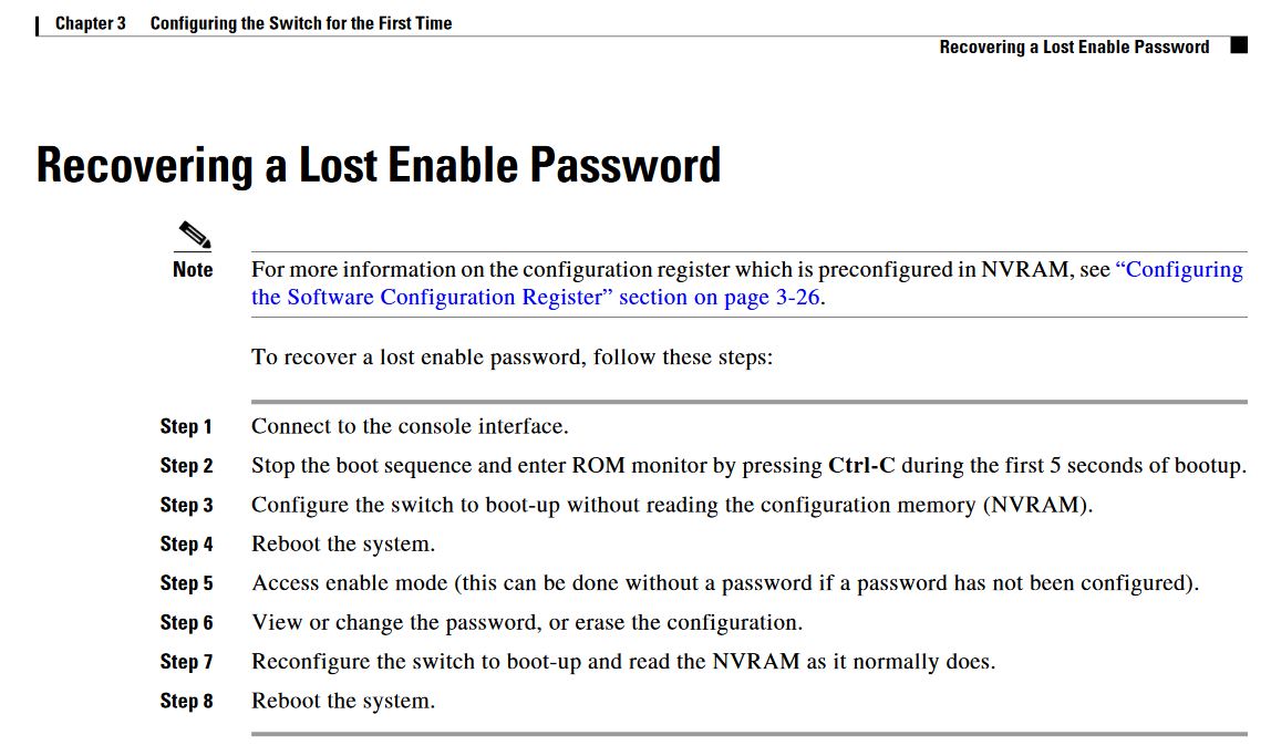 Solved: Password Recovery Procedure for Catalyst 4500X - Cisco Community