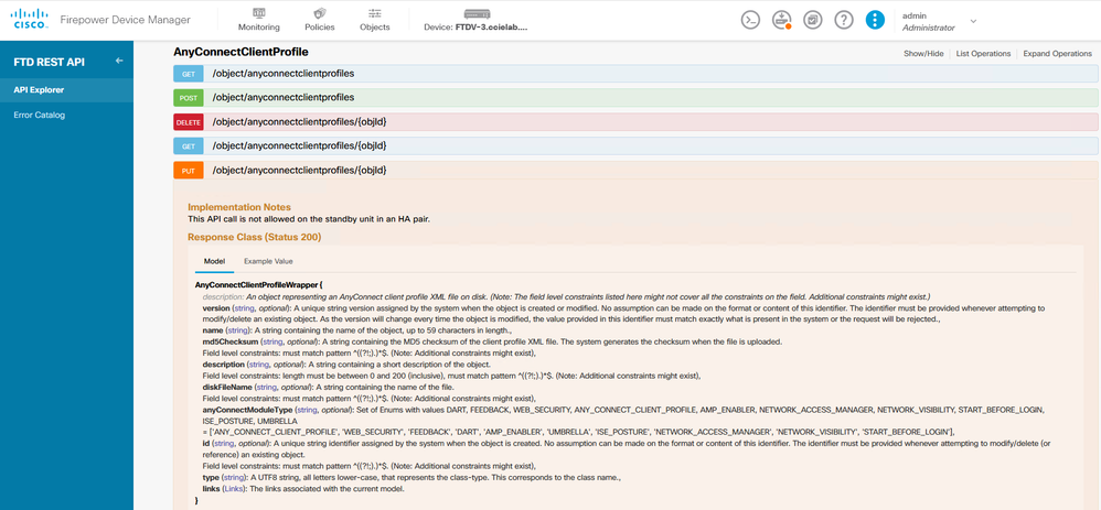 API Explorer in FDM 6.7