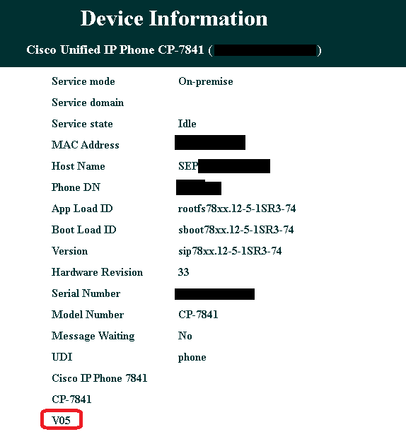 Solved 7841 Phone Hardware Revision Cisco Community