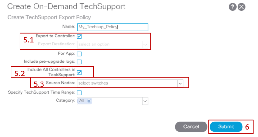 GUI Techsupport Policy Creation: Steps 5 and 6